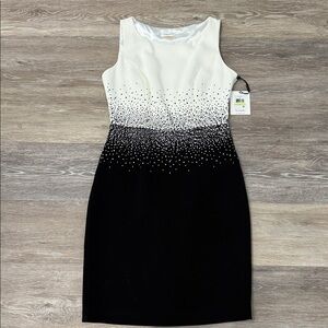 Calvin Klein Black and White Gradient Midi Dress